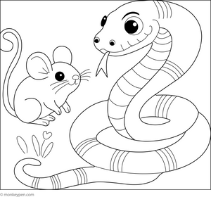 Snake and Mouse coloring page – free printable for kids to color and enjoy