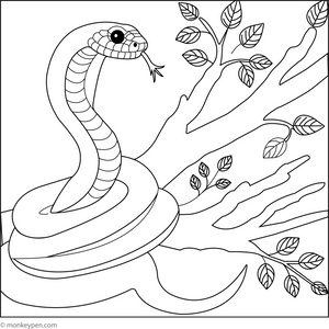 Curled up Snake coloring page – free printable for kids to color and enjoy