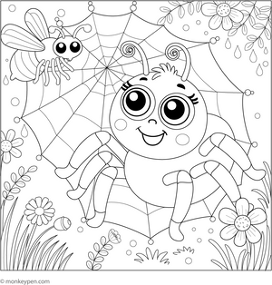 Spider and Fly coloring page – free printable for kids to color and enjoy