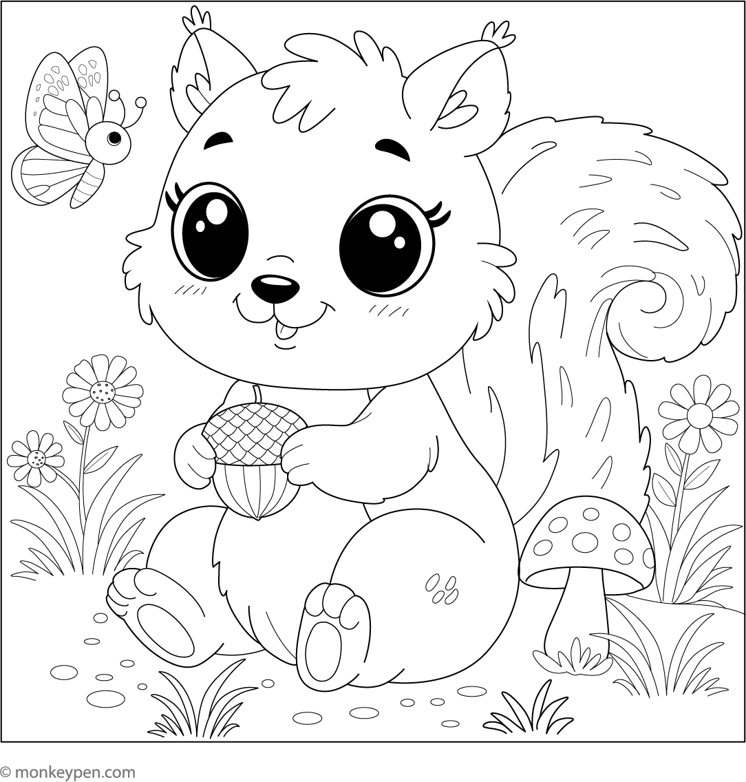 Cute Squirrel Coloring Page Fun Printable Sheet For Kids cute-squirrel-coloring-page-fun-printable-sheet-for-kids