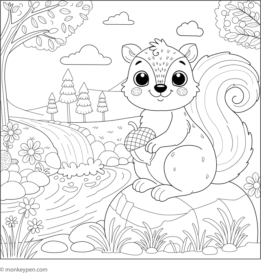 Printable Squirrel Coloring Book PDF – Free Download