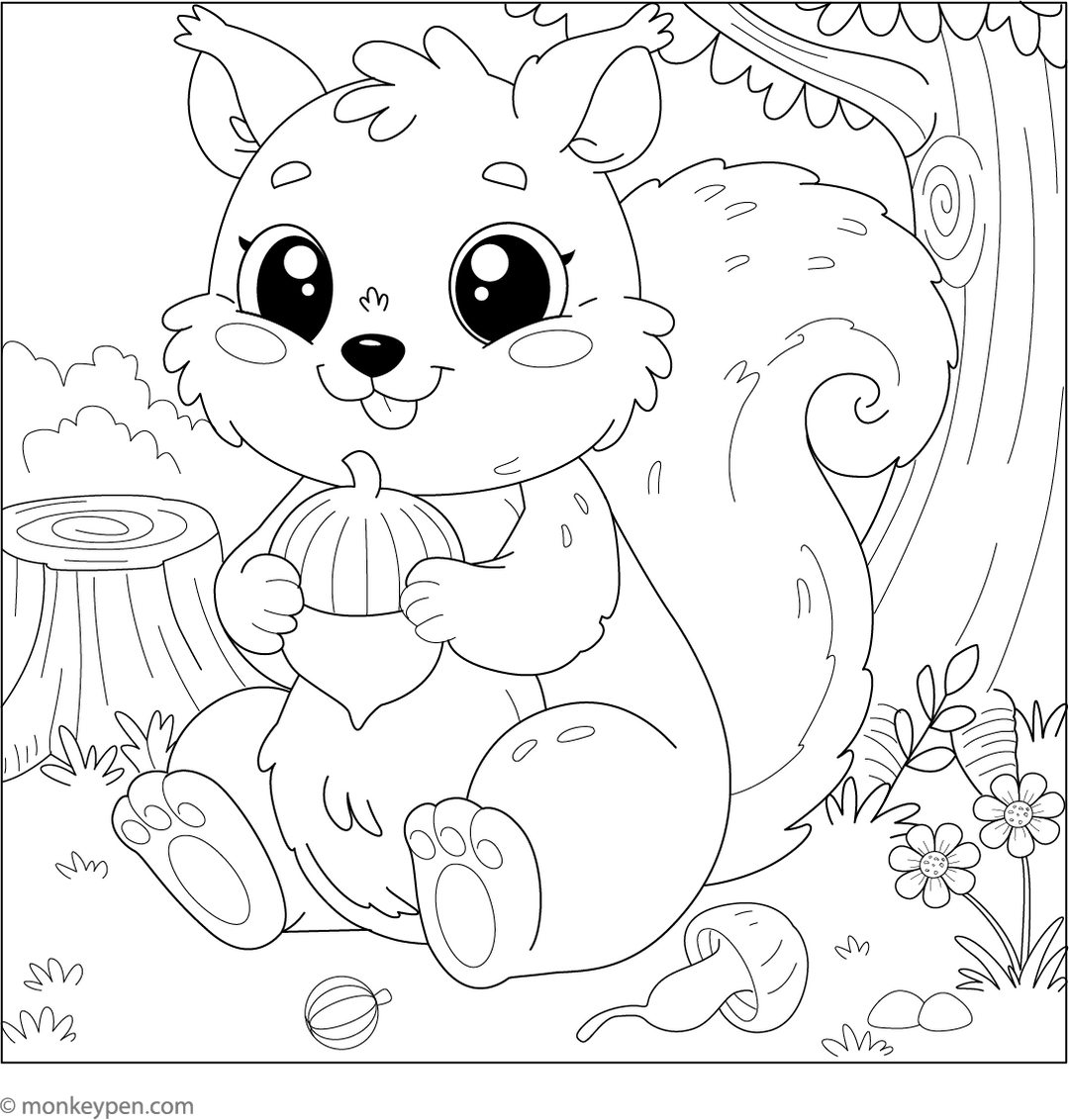 Printable Squirrel Coloring Book PDF – Free Download