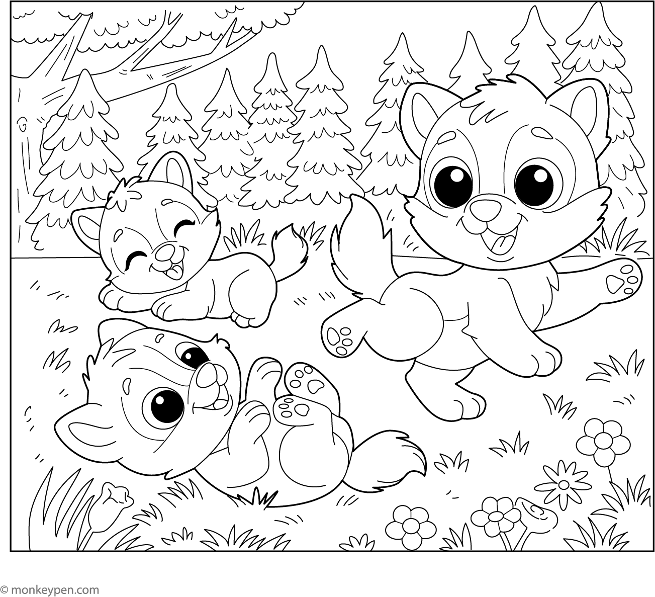 Playful Wolf Cubs Playful wolf cubs
