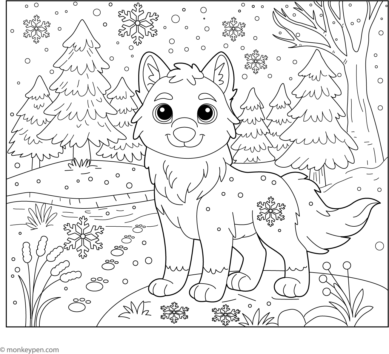 3194 3 Winter Wolf Colouring Page 669d530d be43 47de 972a 743477181b2e winter wolf coloring page – fun winter animal activity sheet