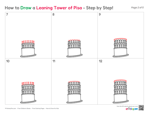 How to Draw the Leaning Tower of Pisa – Easy Step-by-Step Landmark Drawing for Kids
