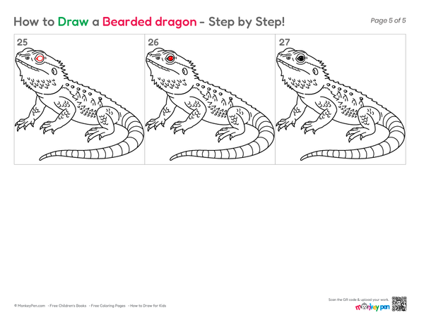 How to Draw a Bearded Dragon – Easy Step-by-Step Lizard Drawing for Kids