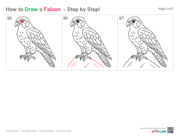 How to Draw a Falcon – Easy Step-by-Step Bird Drawing for Kids