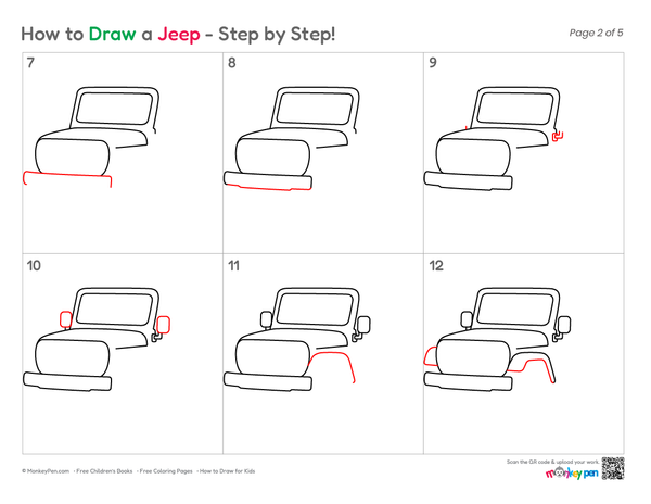 How to Draw a Jeep – Step-by-Step Vehicle Drawing for Kids