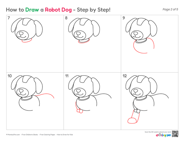 Cute futuristic robot dog drawing