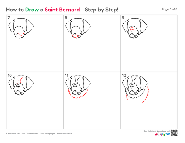 Easy Saint Bernard line drawing