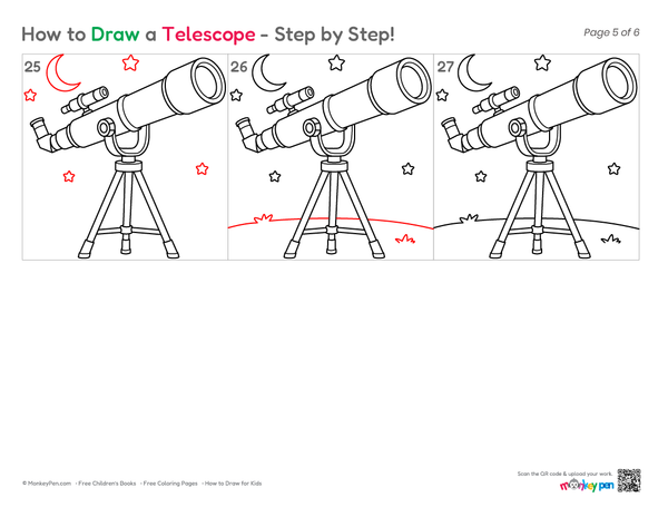 How to Draw a Telescope – Easy Step-by-Step Science Drawing for Kids