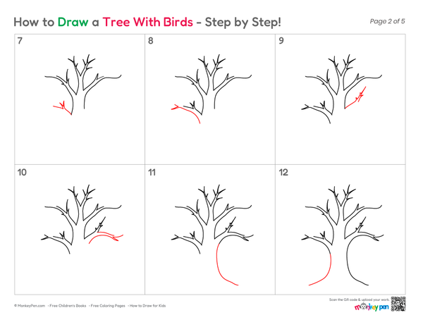 How to Draw a Tree with Birds – Easy Step-by-Step Nature Scene Drawing for Kids