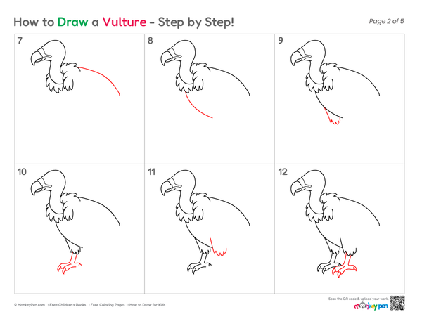 Easy-to-draw vulture illustration for kids