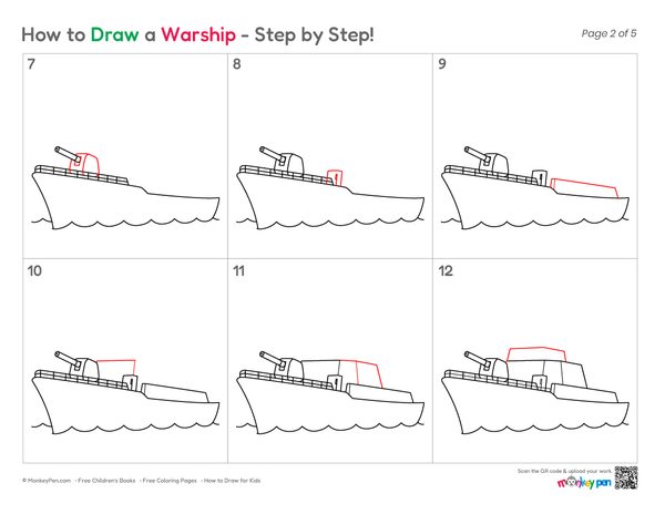 How to Draw a Warship – Simple Step-by-Step Ship Drawing for Kids