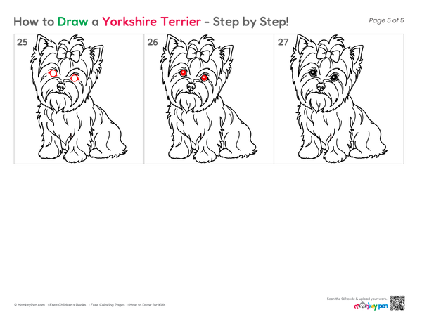 How to Draw a Yorkshire Terrier – Simple Step-by-Step Dog Drawing for Kids