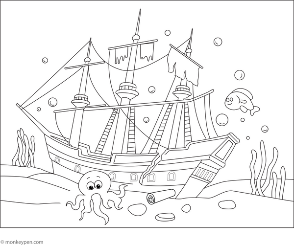 Shipwreck Coloring Page