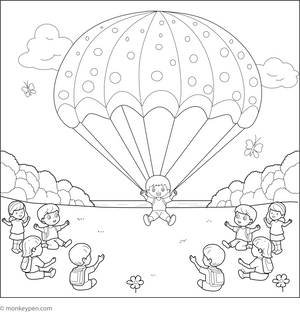 Colorful Parachute Coloring Page