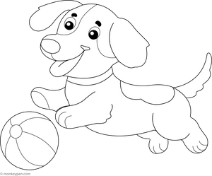 Dachshund Playing with a Ball coloring page – free printable for kids to color and enjoy