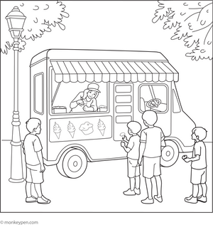 Ice Cream Van Coloring Page
