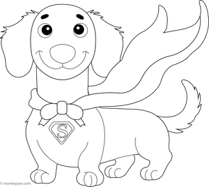 Superhero Dachshund coloring page – free printable for kids to color and enjoy