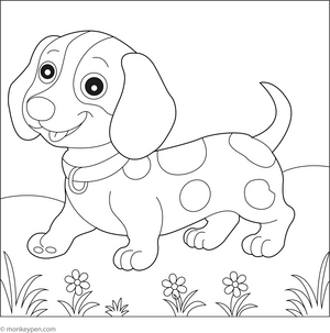 Dachshund on a Walk coloring page – free printable for kids to color and enjoy