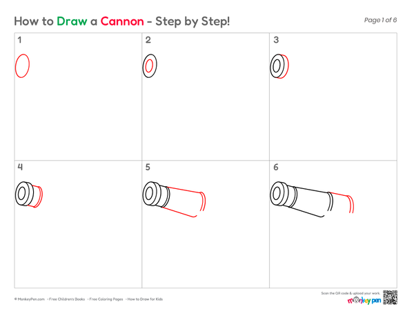 How to Draw a Cannon – Simple Step-by-Step Historical Object Drawing for Kids