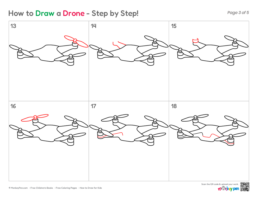 How to Draw a Drone – Step-by-Step Technology Drawing for Kids