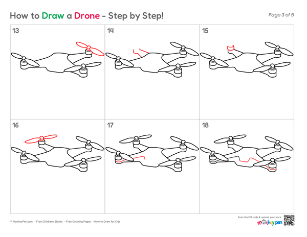 How to Draw a Drone – Simple Step-by-Step Technology Drawing for Kids