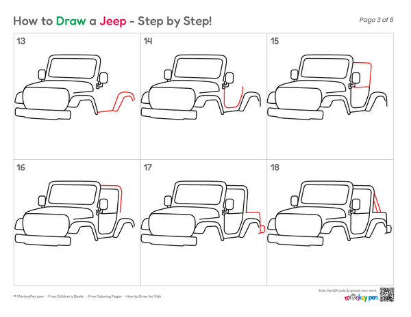 How to Draw a Jeep – Step-by-Step Vehicle Drawing for Kids