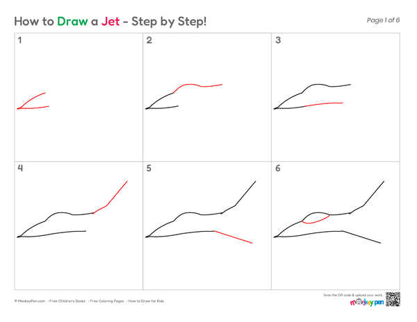 Simple fighter jet outline for young artists.
