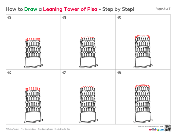 How to Draw the Leaning Tower of Pisa – Easy Step-by-Step Landmark Drawing for Kids