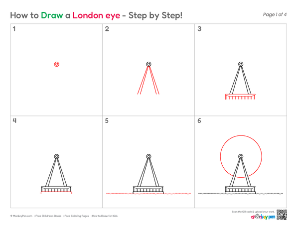 Fun and simple London Eye illustration for kids.