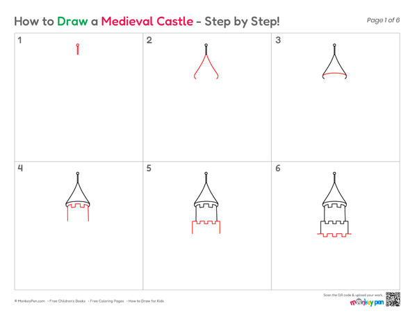 How to Draw a Medieval Castle – Easy Step-by-Step Castle Drawing for Kids