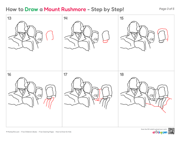How to Draw Mount Rushmore – Step-by-Step Landmark Drawing for Kids