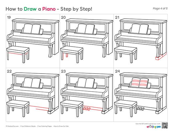 How to Draw a Piano – Step-by-Step Musical Instrument Drawing for Kids