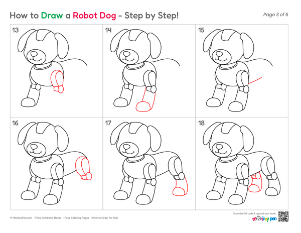 Fun robot dog drawing for children
