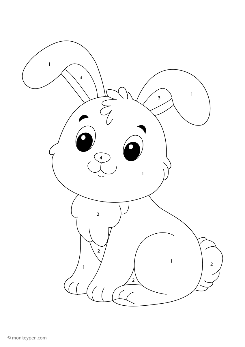 Cute Rabbit Color by Number for Kids