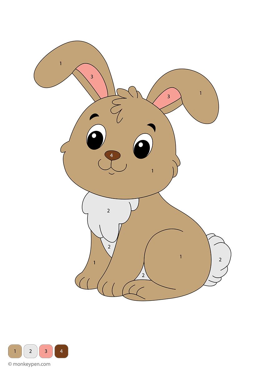 Grade R Colour By Number Rabbit Cute Rabbit Color by Number for Kids