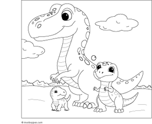 Dinosaur and Kids coloring page – free printable for kids to color and enjoy