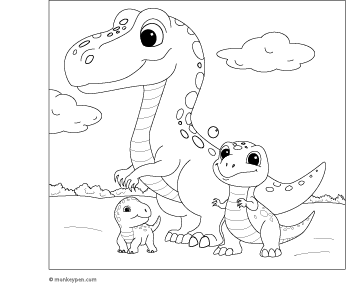 Dinosaur and Kids coloring page – free printable for kids to color and enjoy