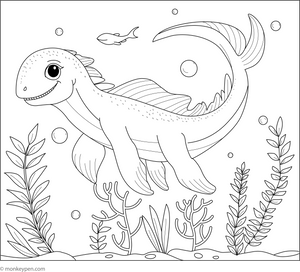 Swimming Mosasaurus coloring page – free printable for kids to color and enjoy