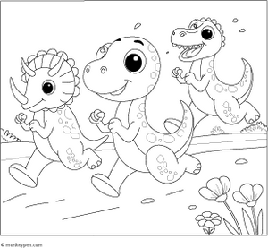Dinosaur Race coloring page – free printable for kids to color and enjoy