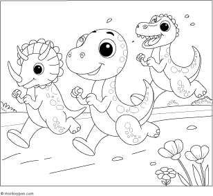 Dinosaur Race coloring page – free printable for kids to color and enjoy