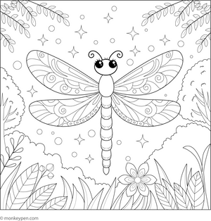 Dragonfly with Fairy Wings coloring page – free printable for kids to color and enjoy