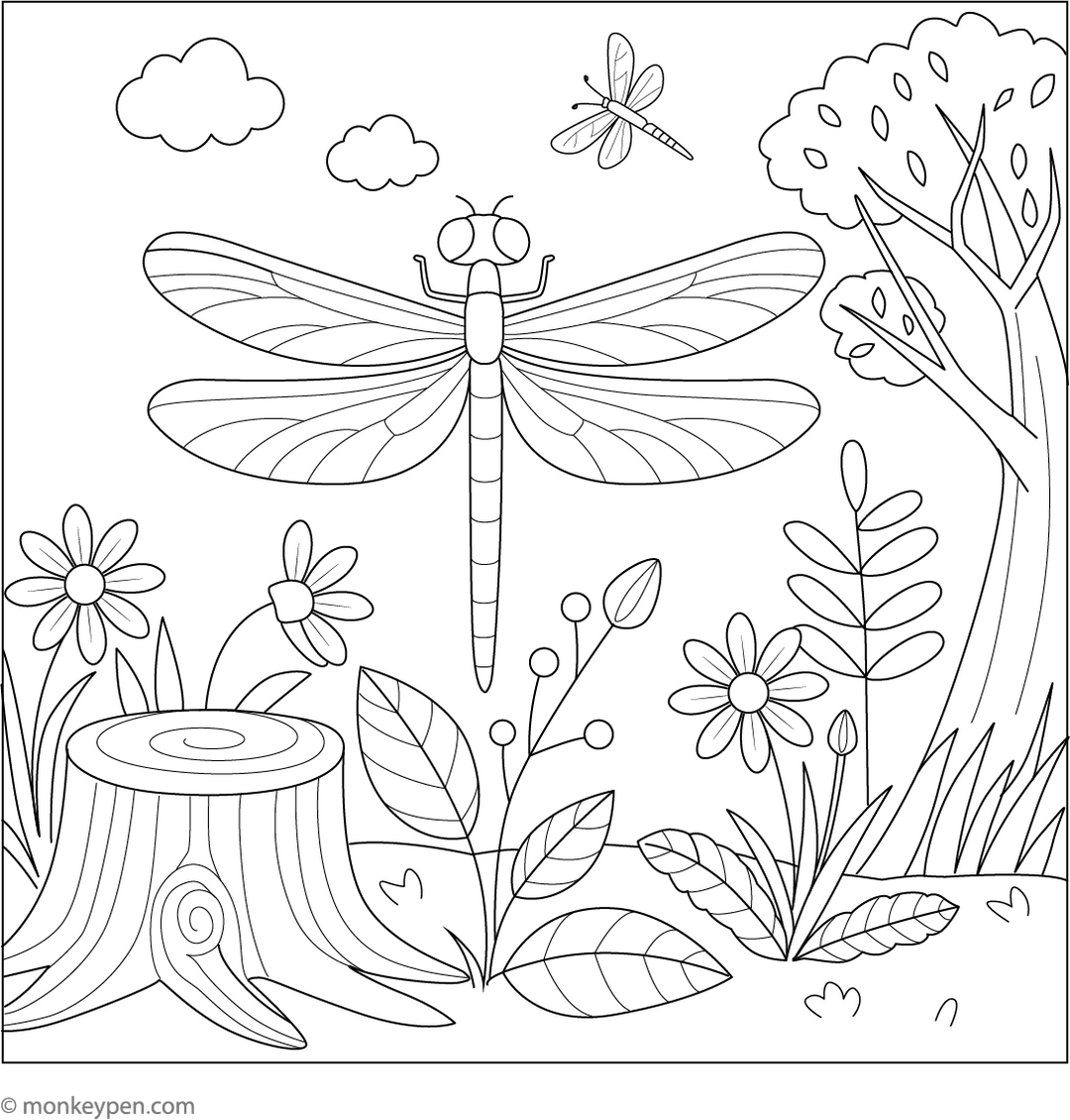 Dragonfly Coloring Pages – Free Printable for Kids