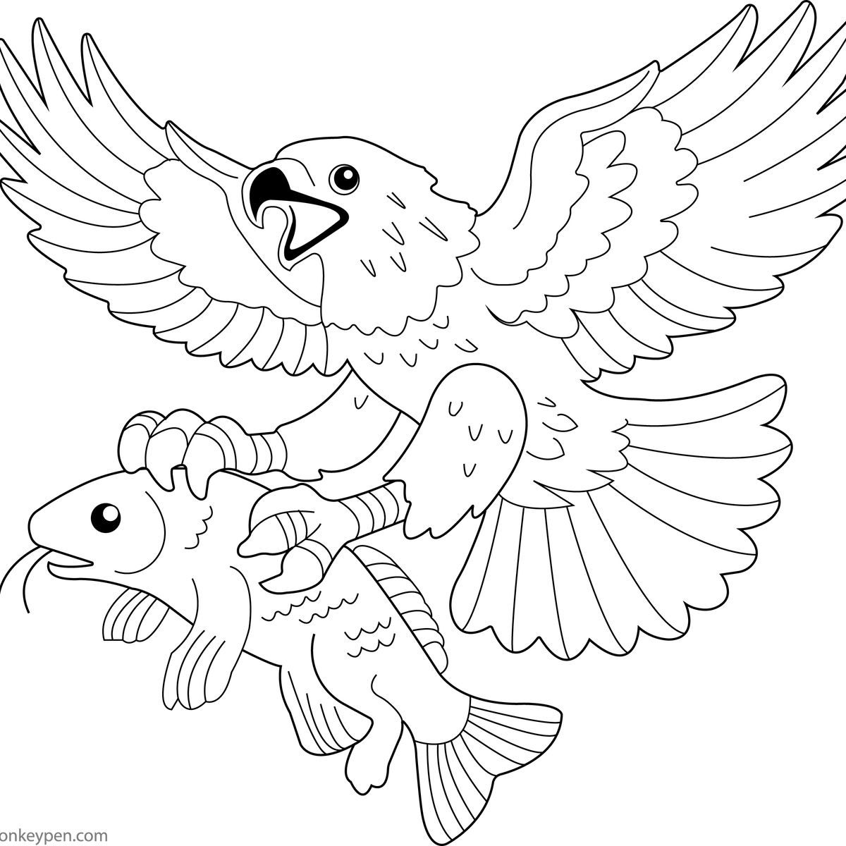 Eagle Catching Fish Coloring Page ??? Free Printable PDF