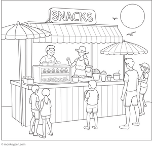 Beach Snack Bar Coloring Page