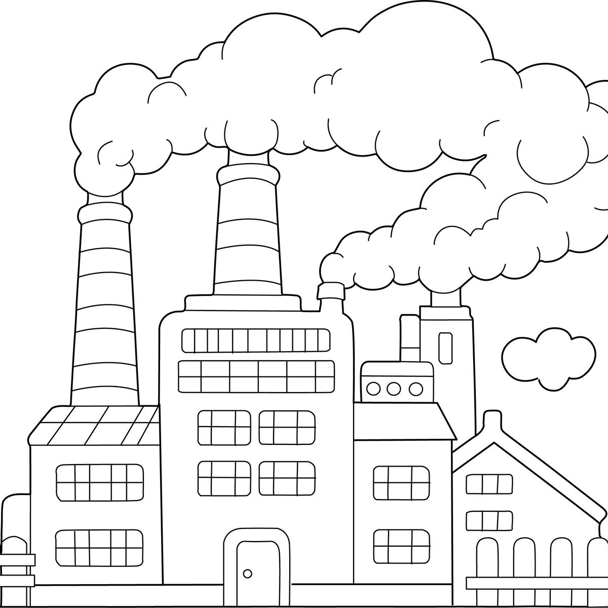 Free Printable Factory Coloring Page for Kids Fun