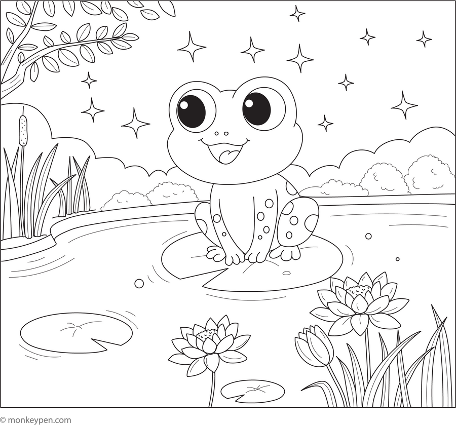 Free Printable Frog Coloring Book PDF for Kids Fun
