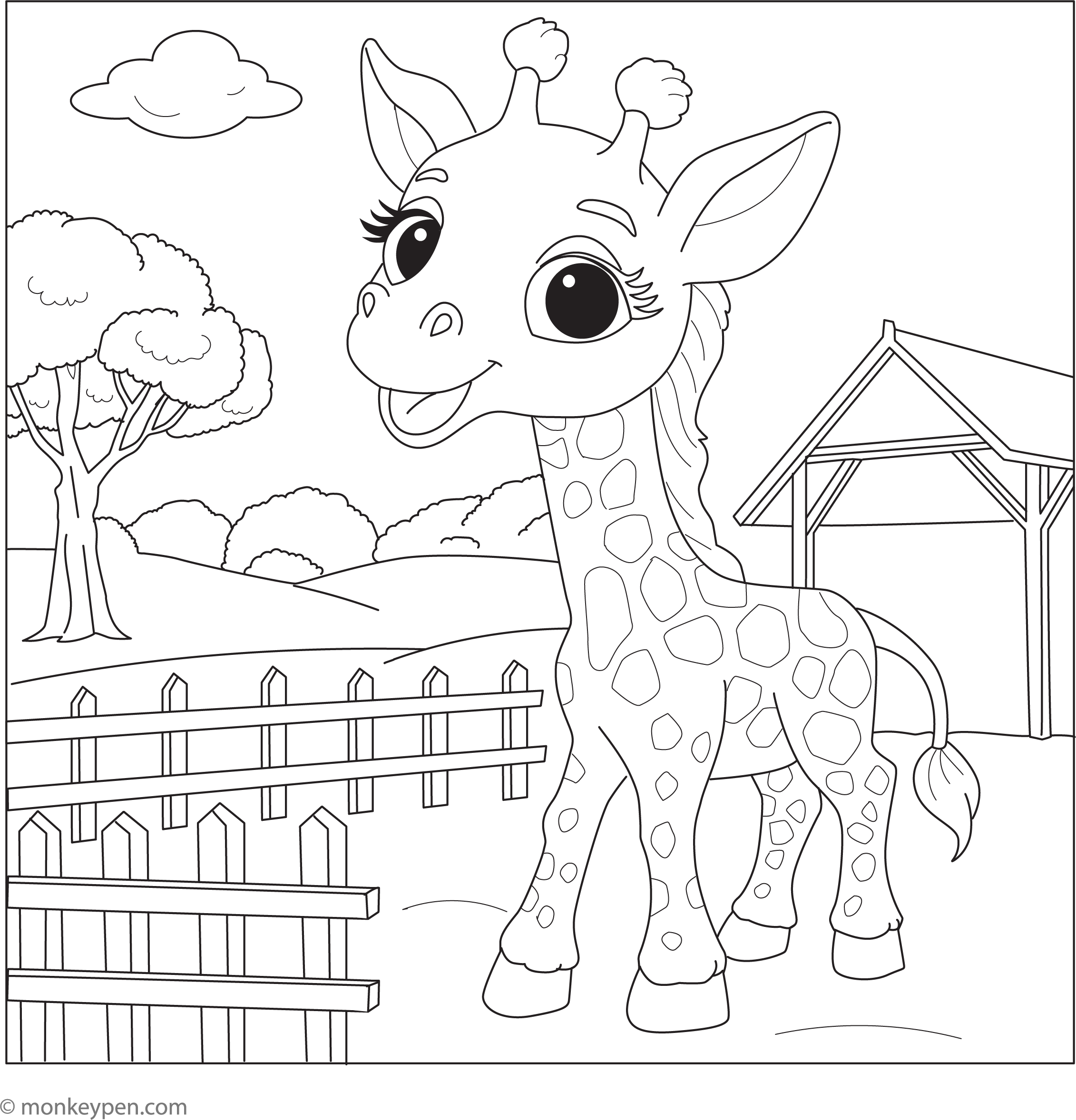 Giraffe At The Zoo Coloring Page Animal Activity For Kids giraffe-at-the-zoo-coloring-page-animal-activity-for-kids